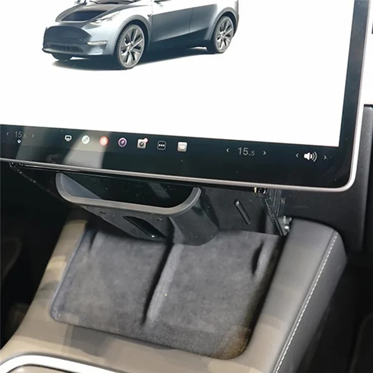 For Tesla Model Y / 3 Under Screen Magnetic Storage Box Center Console Organizer Tray for Phone Keys - Black+White / Size S