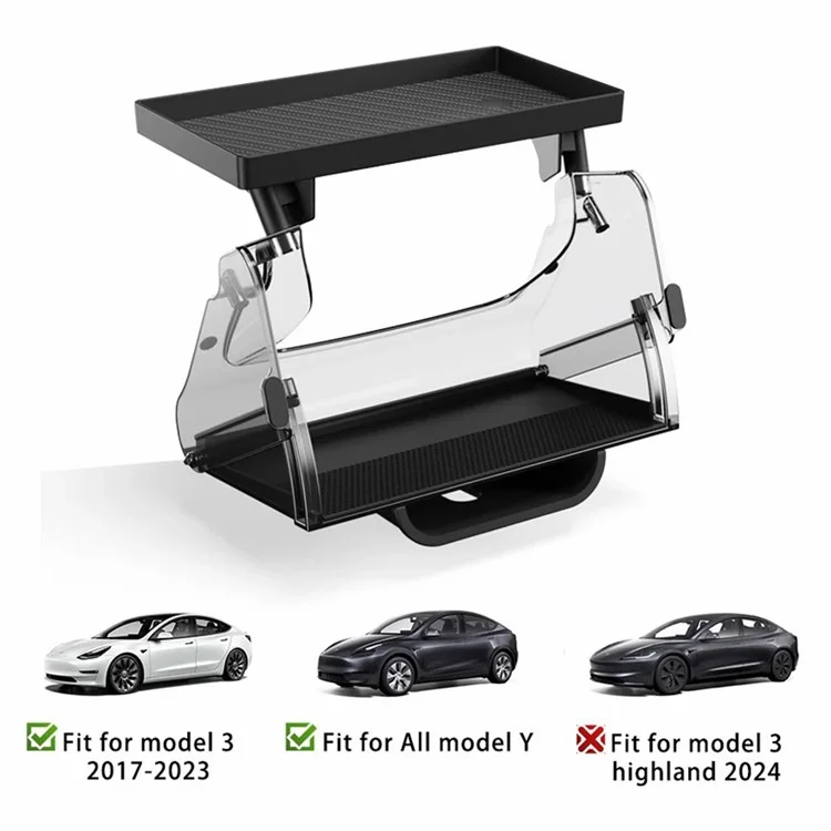 For Tesla Model Y / 3 Under Screen Magnetic Storage Box Center Console Organizer Tray for Phone Keys - Black+White / Size S