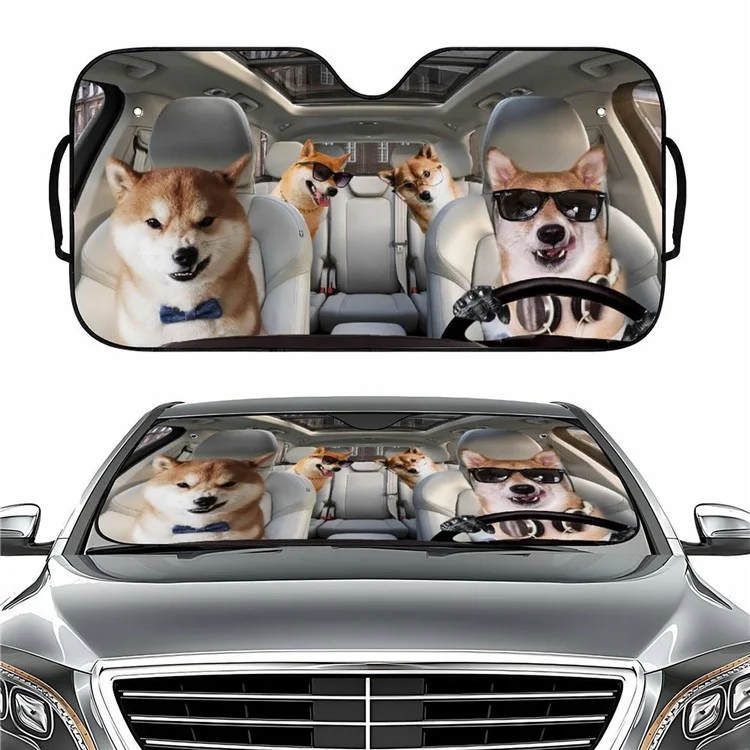 Protection UV 137 x 70cm Pare-soleil Avant de Voiture Universel - Chien Shiba