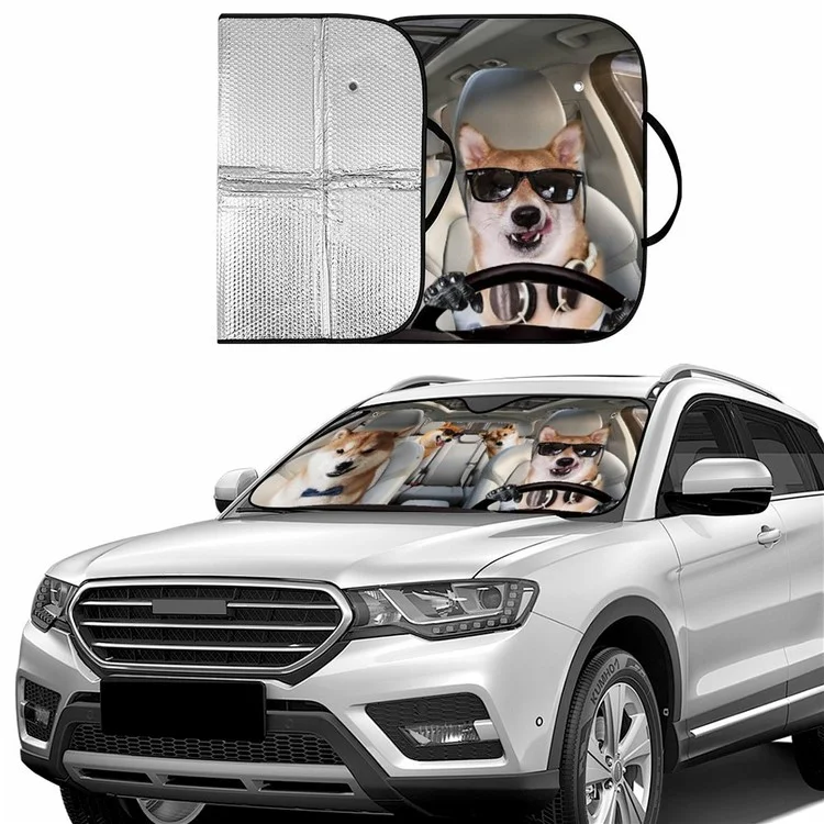 Protection UV 137 x 70cm Pare-soleil Avant de Voiture Universel - Chien Shiba