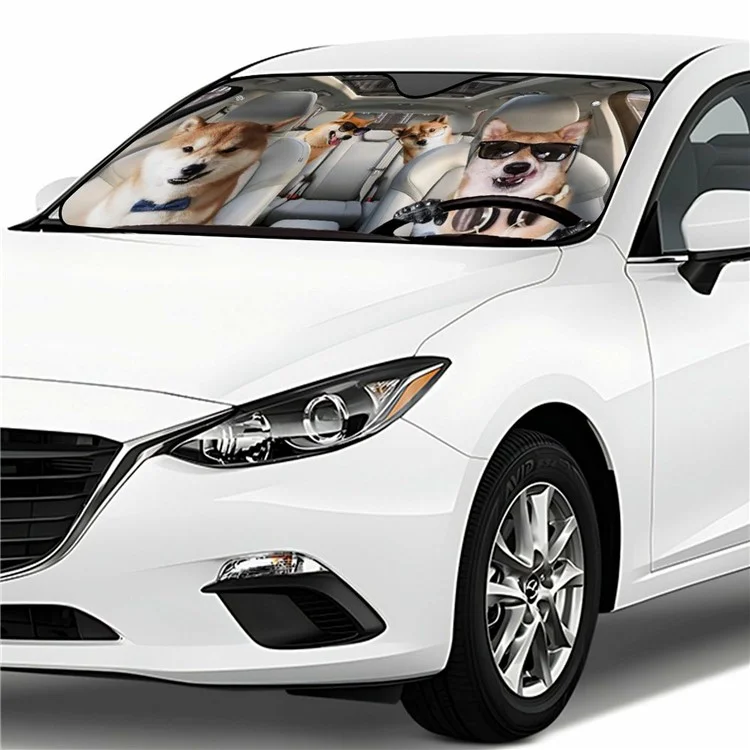 Protection UV 137 x 70cm Pare-soleil Avant de Voiture Universel - Chien Shiba
