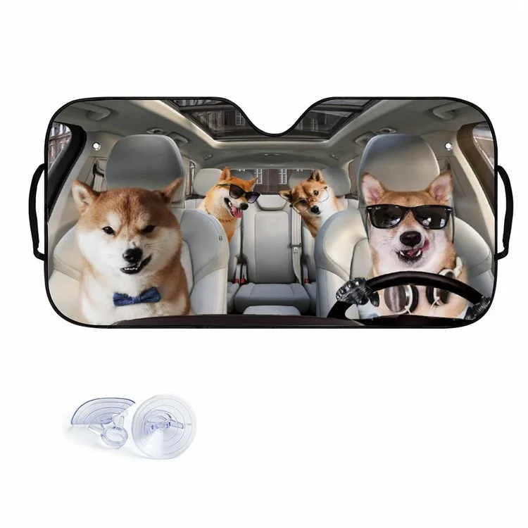 Protection UV 137 x 70cm Pare-soleil Avant de Voiture Universel - Chien Shiba
