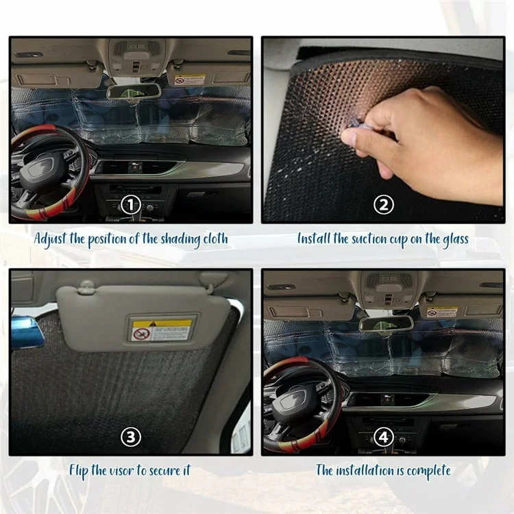 137 x 70cm UV Protection Car Windshield Sun Shade Universal Front Window Sunshield - Black Cat