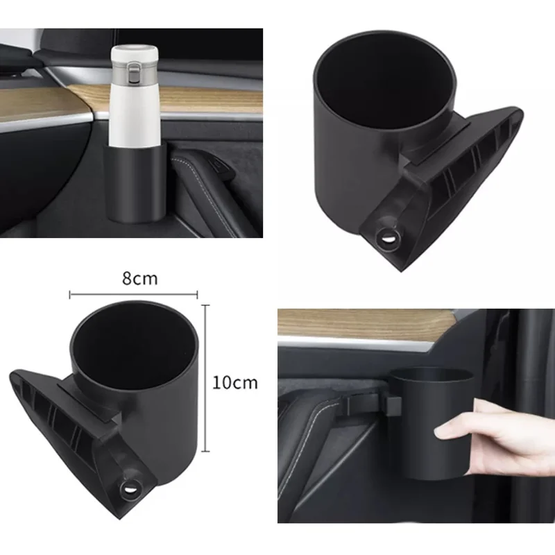 2Pcs / Set For Tesla Model Y / 3 Car Door Cup Holder Auto Interior Door Mount Drink Bracket