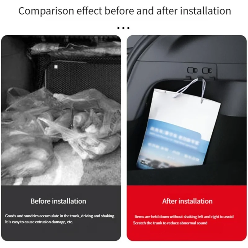 For Tesla Model Y 2021 - 2023 Car Trunk Organizer Hook Sundries Storage Bag Umbrella Hanger