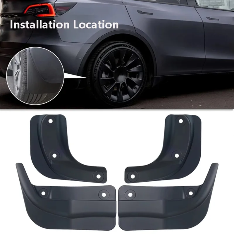 4Pcs / Set For Tesla Model 3 2024 Mud Fenders TPE Front and Rear Replacement Splash Guards