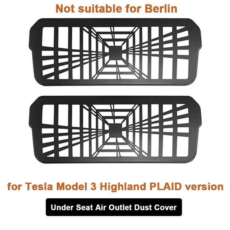 2er-Set für Tesla Model Y Luftauslass-Abdeckung unter dem Sitz Kunststoff-Luftauslass-Staubschutzschild