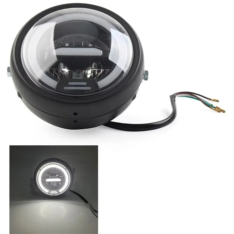Faro LED da 16 cm per Moto Retrò, Luce Diurna per Cruiser Chopper Cafe Racer - Luce Bianca