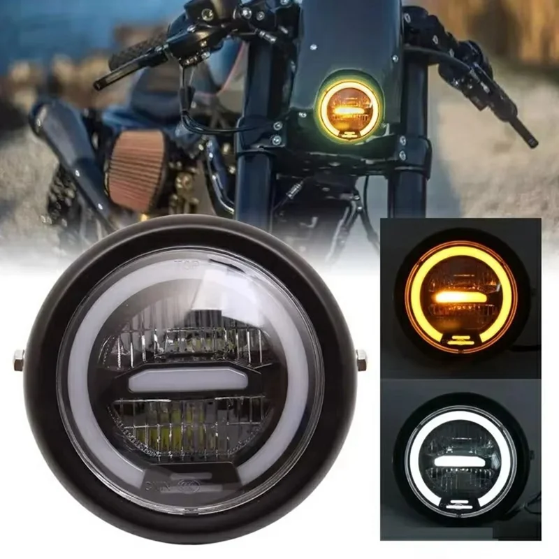 Faro LED da 16 cm per Moto Retrò, Luce Diurna per Cruiser Chopper Cafe Racer - Luce Bianca
