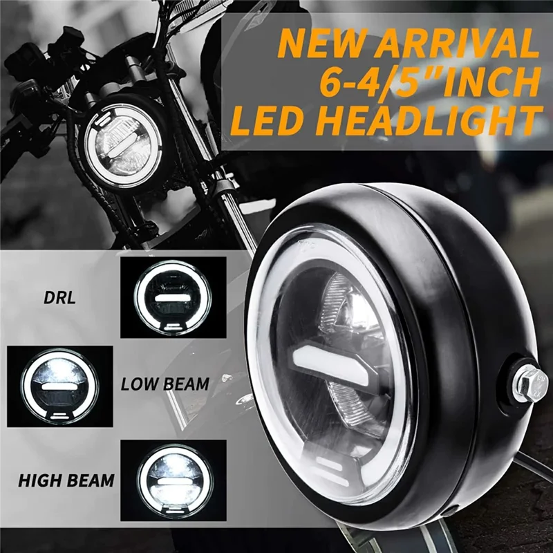 Faro LED da 16 cm per Moto Retrò, Luce Diurna per Cruiser Chopper Cafe Racer - Luce Bianca