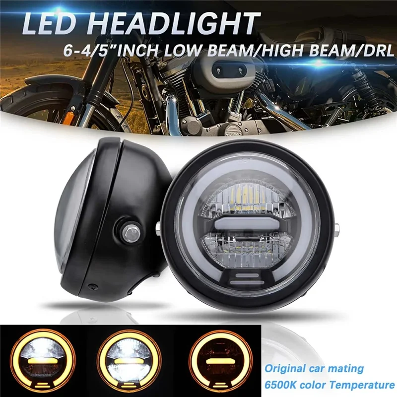 Faro LED da 16 cm per Moto Retrò, Luce Diurna per Cruiser Chopper Cafe Racer - Luce Bianca