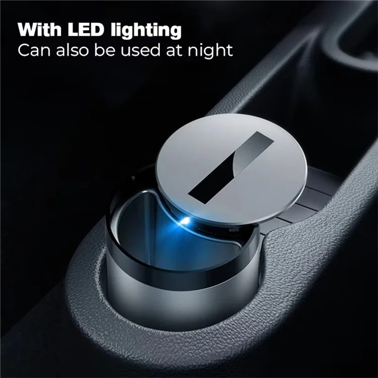 Intelligenter Infrarot-Sensor Auto Öffnen/Schließen Aschbecher aus Aluminiumlegierung mit integrierter LED-Beleuchtung - Silber