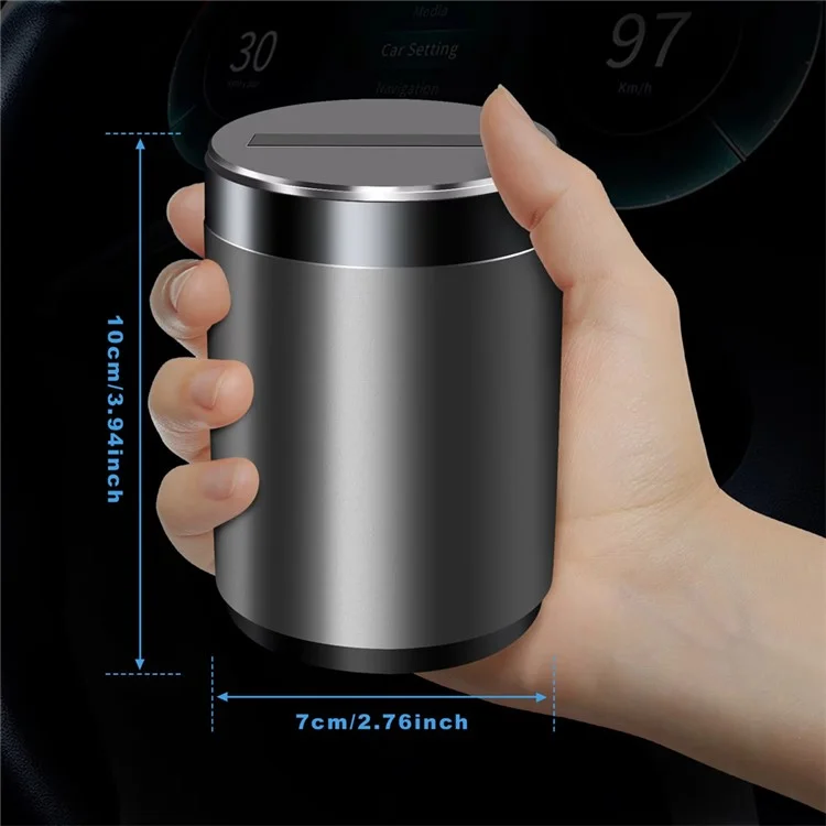 Intelligenter Infrarot-Sensor Auto Öffnen/Schließen Aschbecher aus Aluminiumlegierung mit integrierter LED-Beleuchtung - Silber