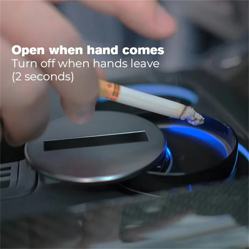 Infrared Sensor Smart Auto Open / Close Aluminum Alloy Car Ashtray with Built In LED Light - Grey
