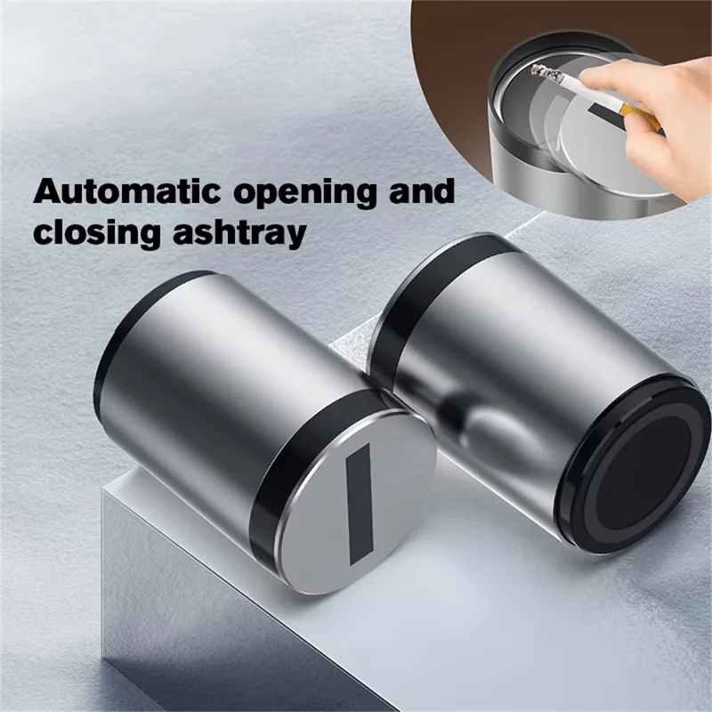 Infrared Sensor Smart Auto Open / Close Aluminum Alloy Car Ashtray with Built In LED Light - Grey