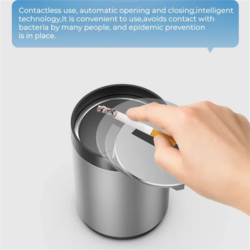 Infrared Sensor Smart Auto Open / Close Aluminum Alloy Car Ashtray with Built In LED Light - Grey