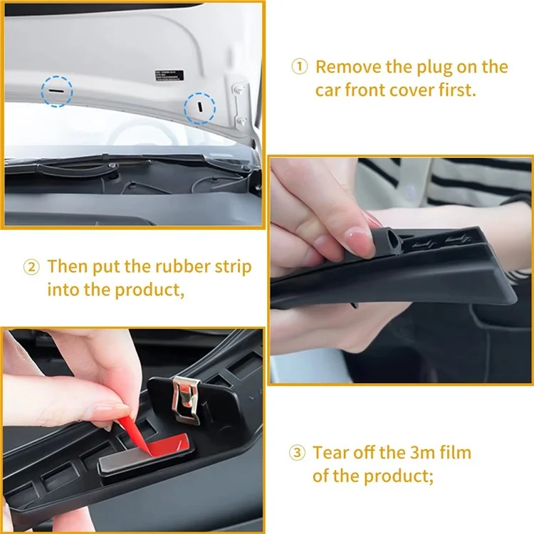 For Tesla Model Y 2021 - 2024 Front Trunk Hood Rubber Seal Weatherstrip Dustproof Waterproof Strip