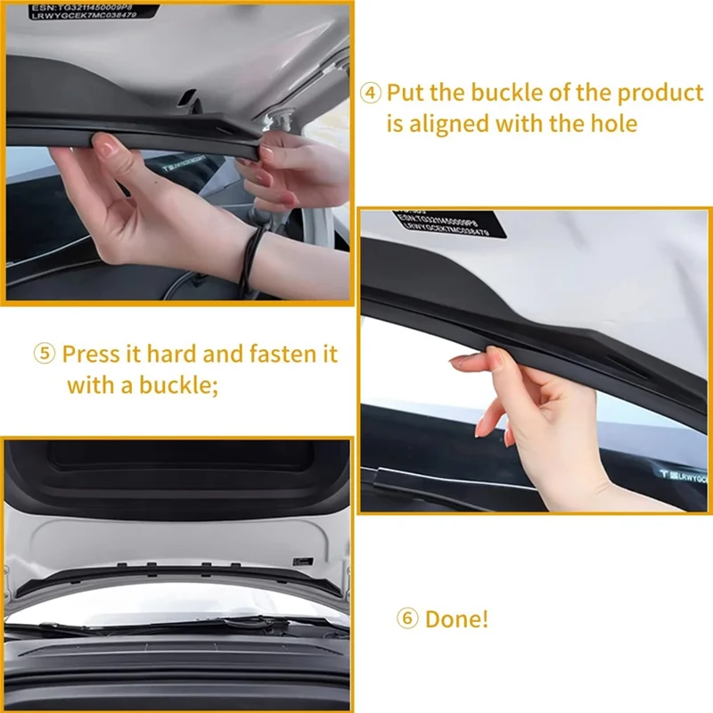 For Tesla Model Y 2021 - 2024 Front Trunk Hood Rubber Seal Weatherstrip Dustproof Waterproof Strip