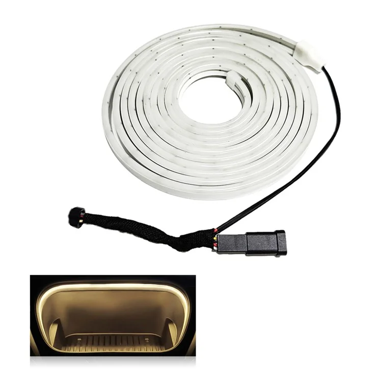 For Tesla Model 3  /  Y 2021 - 2024 Front Trunk LED Light Strip Ambient Lighting Waterproof Decorative Lamp - Warm Light