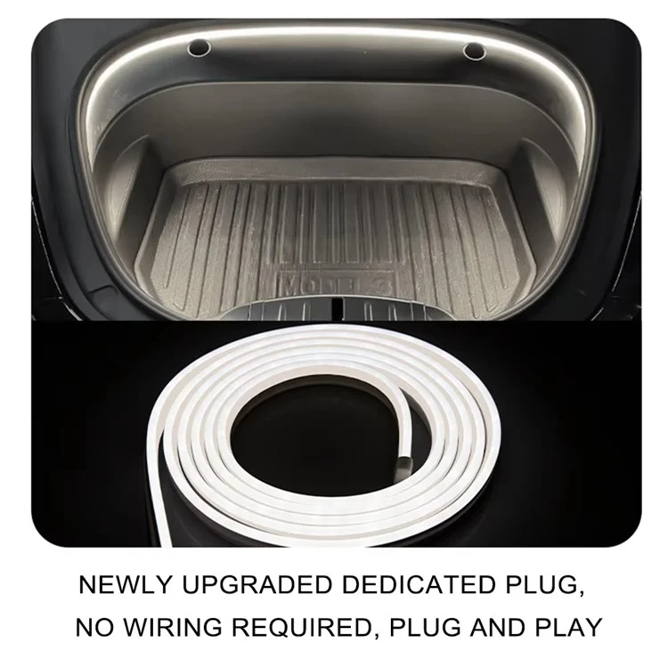For Tesla Model 3  /  Y 2021 - 2024 Front Trunk LED Light Strip Ambient Lighting Waterproof Decorative Lamp - Warm Light