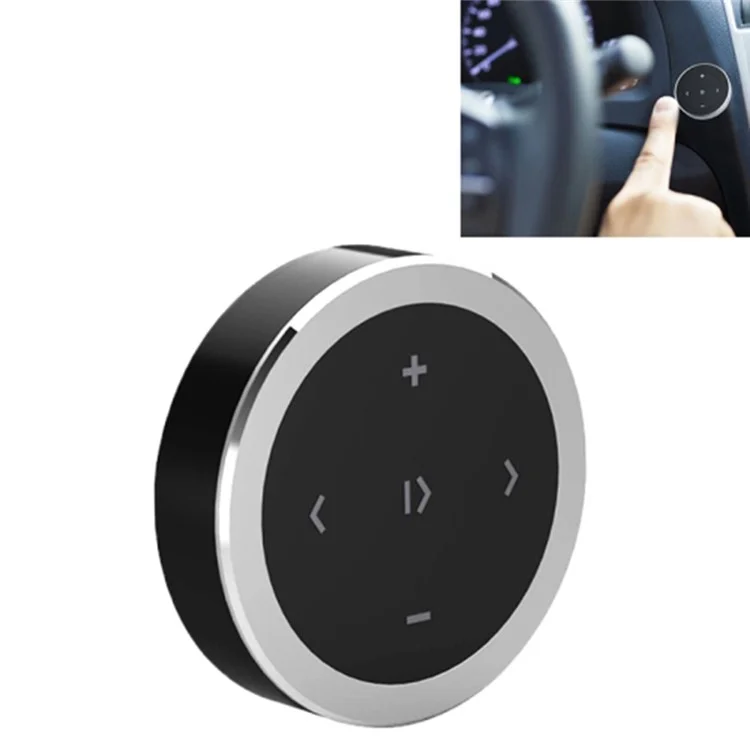 Controle Remoto Bluetooth para Volante de Carro para Música, Telefone e Obturador de Câmera - Prata