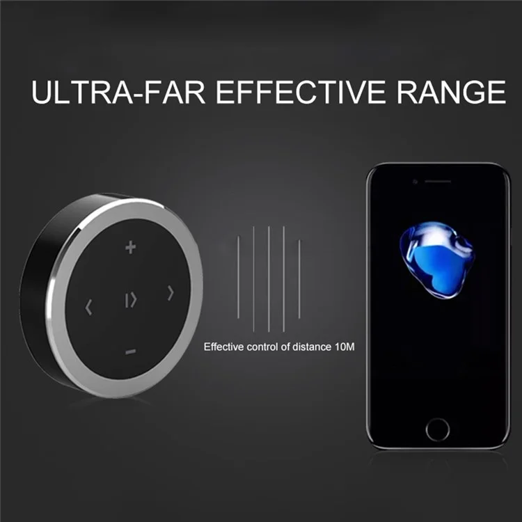Controle Remoto Bluetooth para Volante de Carro para Música, Telefone e Obturador de Câmera - Prata