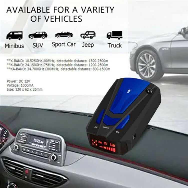 V7 Auto-Geschwindigkeitsradar-Detektor Elektronisches GPS-Geschwindigkeitswarnsystem für Fahrzeuge, russische Sprache - Rot