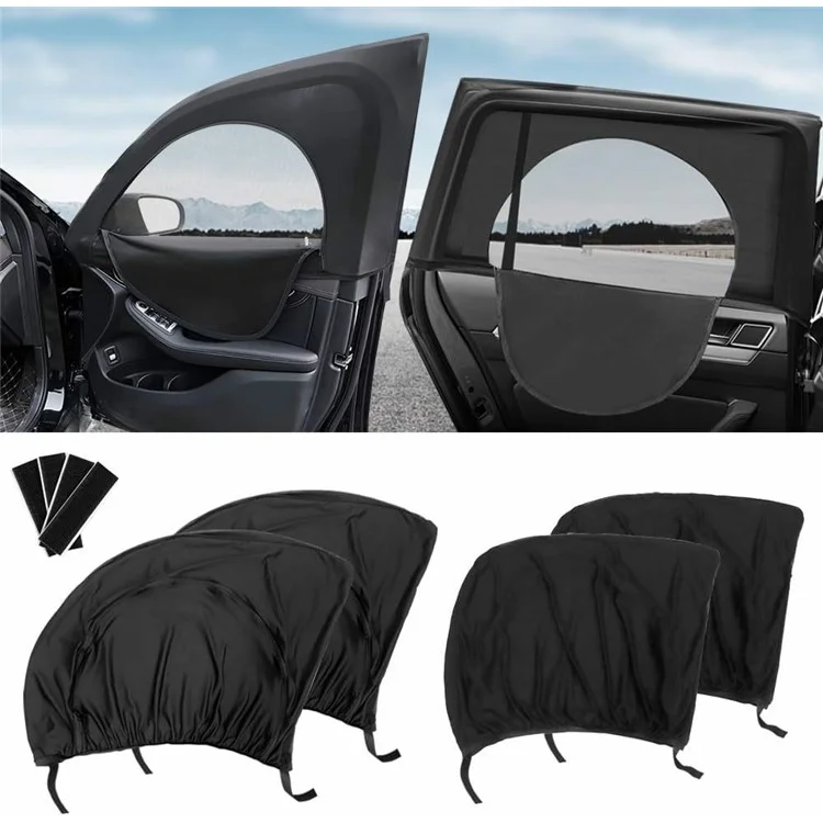 2Pcs Car Window Shade Front / Rear Side Window Sun Shade Breathable Privacy Curtain with Zipper - Rear Side