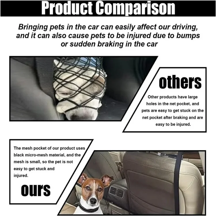 Car Pet Barrier Safety Net with Hooks Oxford Cloth Dog Backseat Divider Mesh Fence for Vehicle