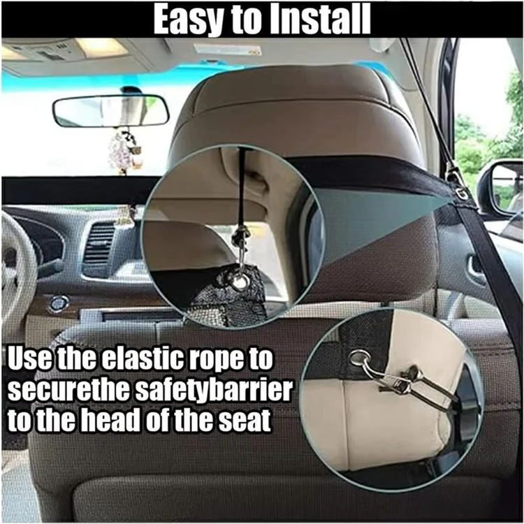 Car Pet Barrier Safety Net with Hooks Oxford Cloth Dog Backseat Divider Mesh Fence for Vehicle