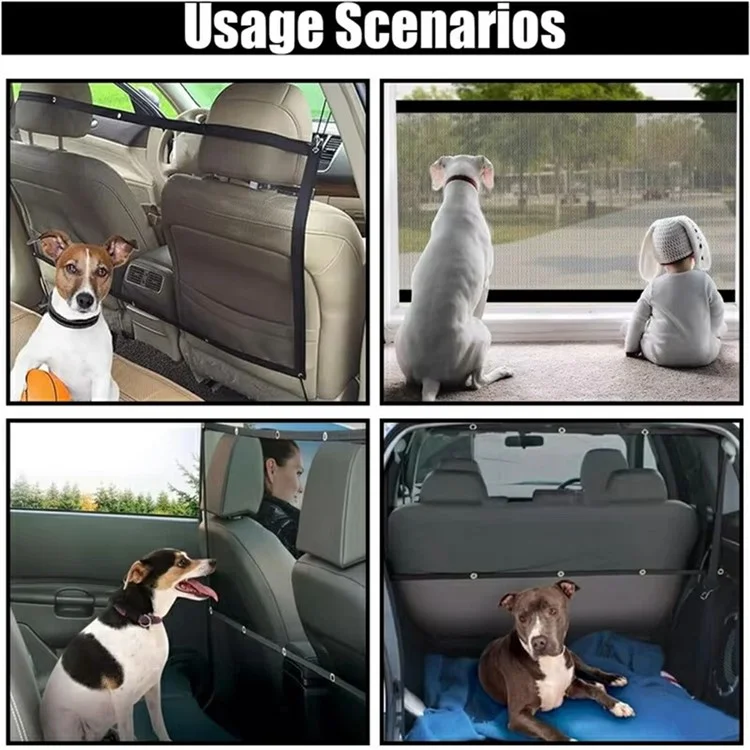 Car Pet Barrier Safety Net with Hooks Oxford Cloth Dog Backseat Divider Mesh Fence for Vehicle
