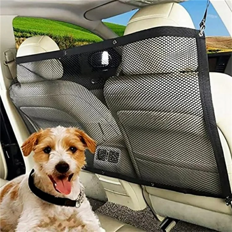 Car Pet Barrier Safety Net with Hooks Oxford Cloth Dog Backseat Divider Mesh Fence for Vehicle