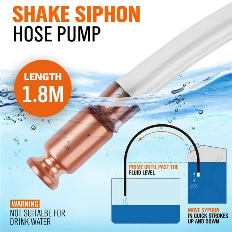 1,8m Siphon-Schlauch Multifunktionale Selbstansaugende Pumpe Kraftstoffübertragungspumpe Siphon für Benzin, Kraftstoff und Wasser