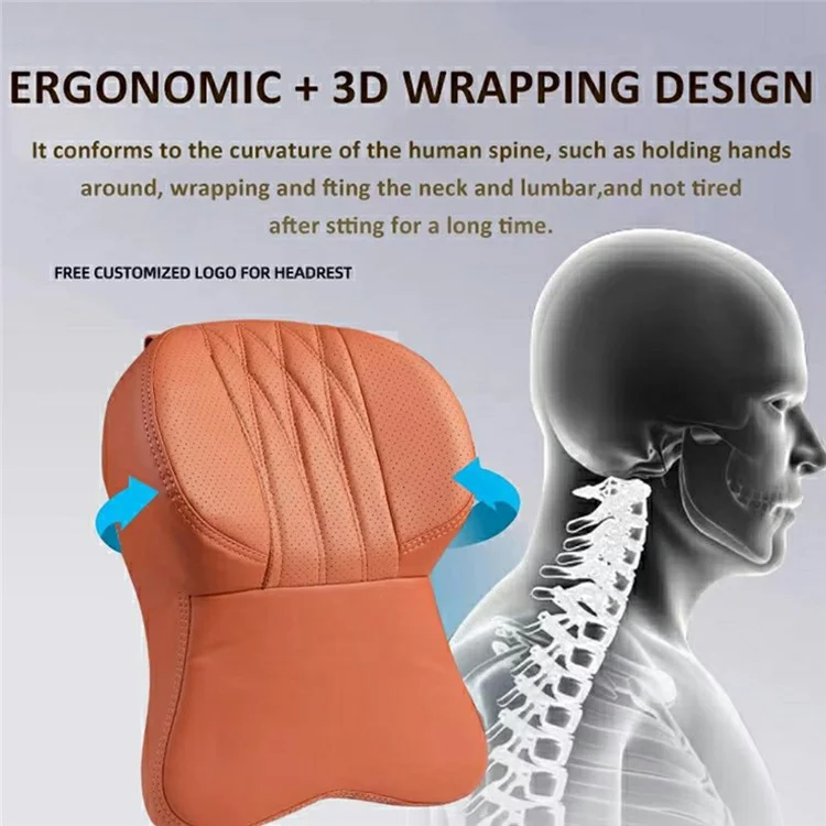 Car Headrest Neck Pillow Vehicle Backrest Cushion Universal Protective Pillow Pad For All Seasons Automotive Accessory - Orange