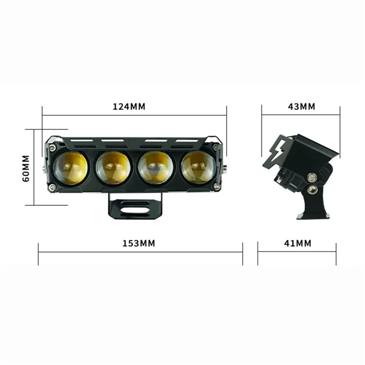 MOFOX 4-LED Motorcycle Auxiliary Light Waterproof Motorbike External Headlight Fog Lamp