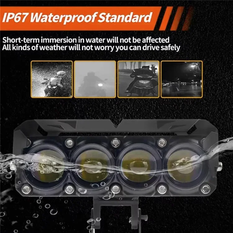 MOFOX 4-LED Motorcycle Auxiliary Light Waterproof Motorbike External Headlight Fog Lamp