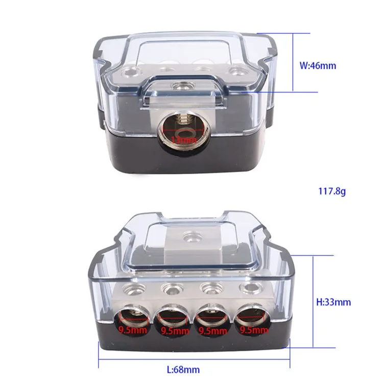 Splitter di cavi di alimentazione e massa per impianto audio stereo per auto a 4 vie