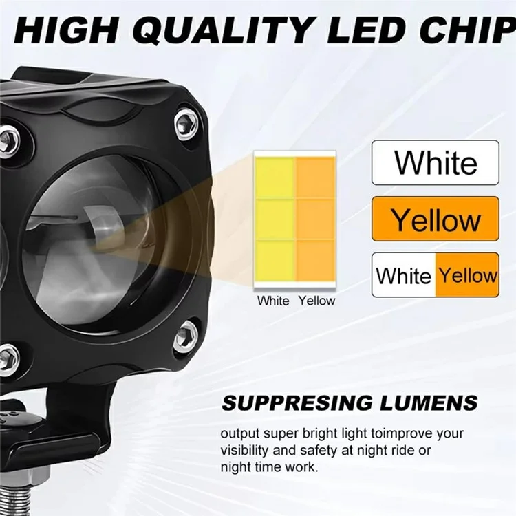 TR1 Single Lens Dual Color High Low Beam Fog Lamp IP65 Waterproof 12V / 24V Car Driving Headlight