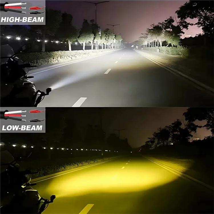 TR1 Single Lens Dual Color High Low Beam Fog Lamp IP65 Waterproof 12V / 24V Car Driving Headlight