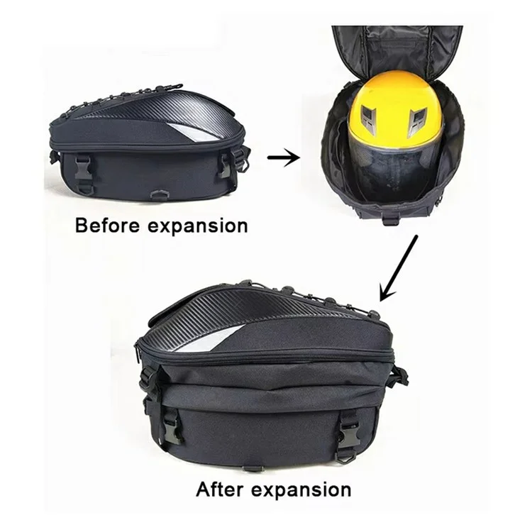 Große Kapazität Motorrad-Helmtasche Reflektierender Reitrucksack Wasserbeständiger Schwanztasche aus Oxford-Gewebe