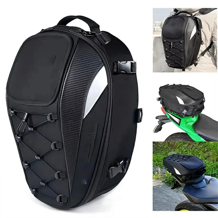 Große Kapazität Motorrad-Helmtasche Reflektierender Reitrucksack Wasserbeständiger Schwanztasche aus Oxford-Gewebe