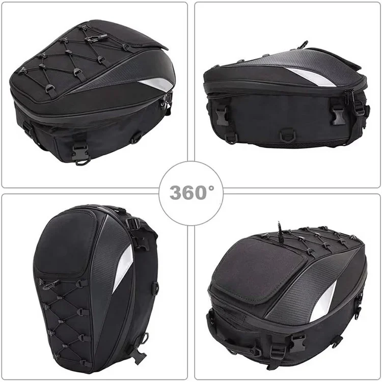 Große Kapazität Motorrad-Helmtasche Reflektierender Reitrucksack Wasserbeständiger Schwanztasche aus Oxford-Gewebe
