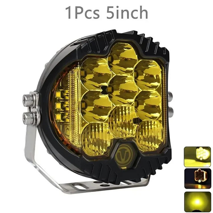 5 Inch 50W LED Work Light Three Sides Illumination Off Road Driving Lamp Spot Beam for Vehicle - Yellow Light