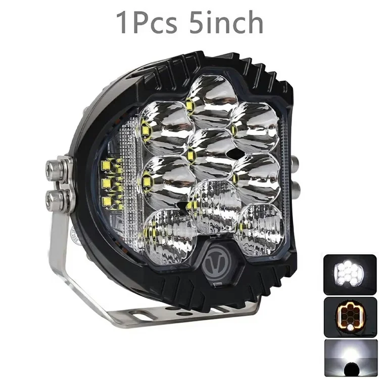 5 Inch 50W LED Work Light Three Sides Illumination Off Road Driving Lamp Spot Beam for Vehicle - White Light