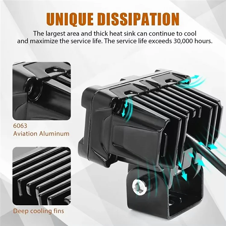 LB2 High Low Beam Motorcycle Light IP68 Waterproof Car LED Work Light Auxiliary Fog Lamp