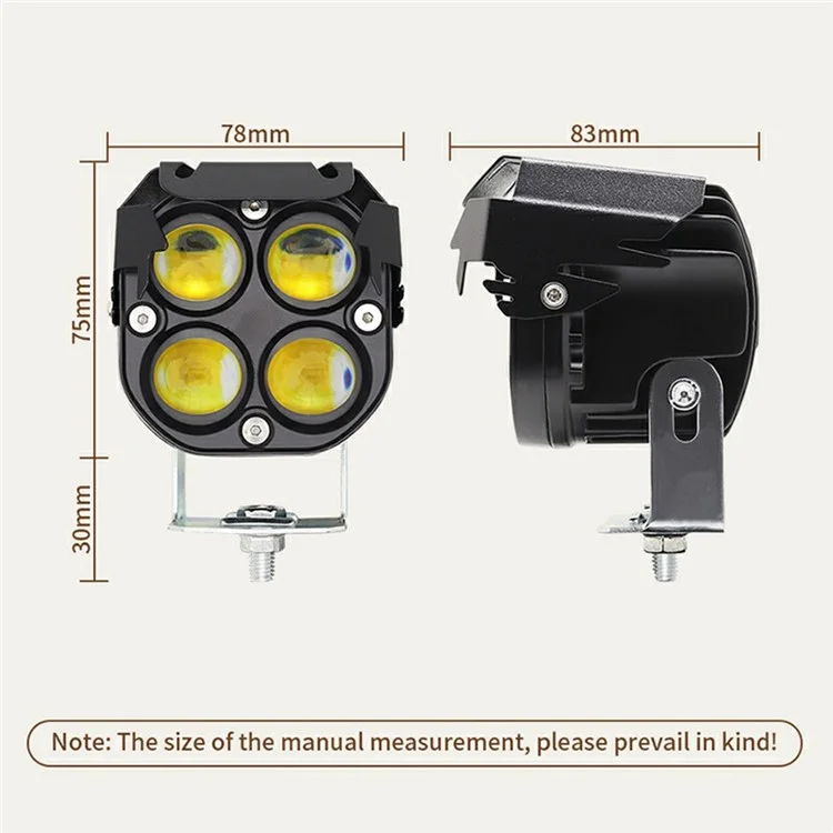 DS1 Phare de moto étanche IP67 à 4 lentilles LED RVB, faisceau haut et bas, projecteur pour SUV / UTV / VTT