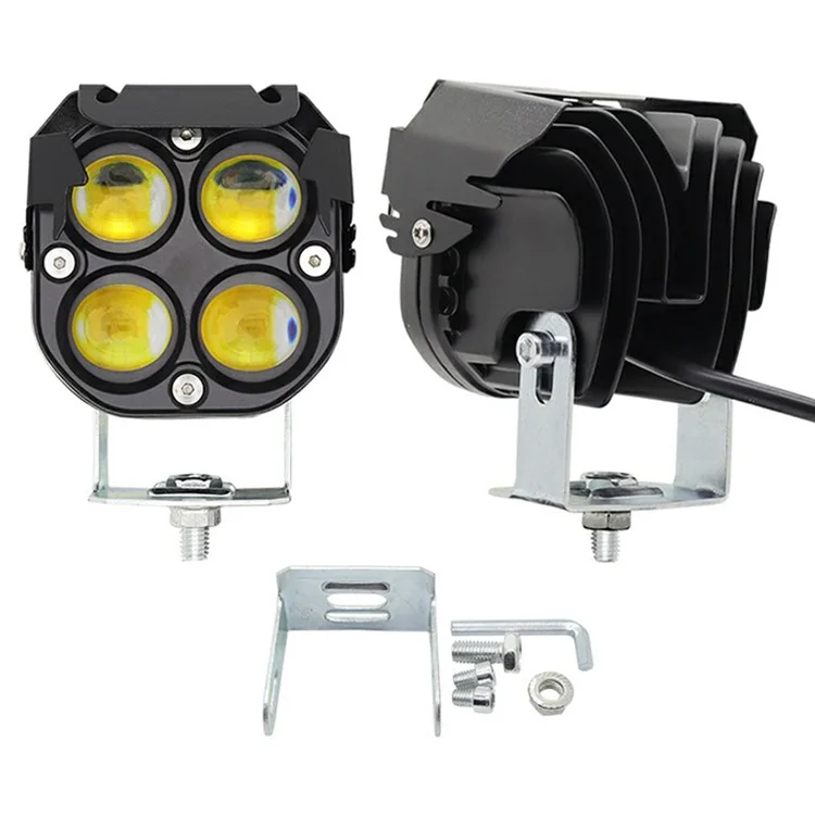 DS1 Phare de moto étanche IP67 à 4 lentilles LED RVB, faisceau haut et bas, projecteur pour SUV / UTV / VTT