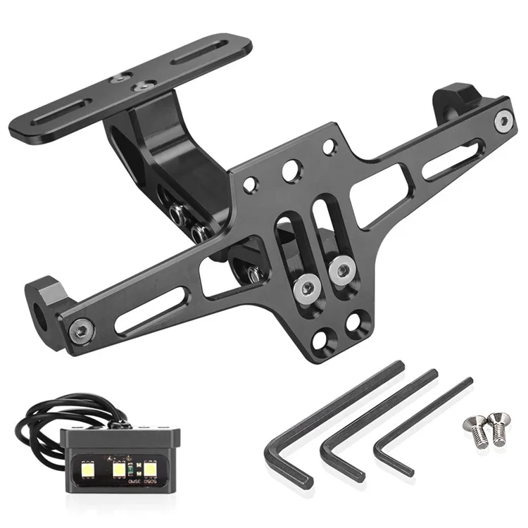 CNC-Aluminium-Legierung Verstellbare Motorrad-Kennzeichenhalterung mit LED-Rückleuchten-Kit