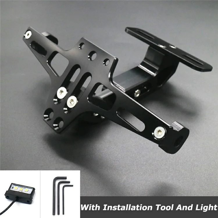 CNC-Aluminium-Legierung Verstellbare Motorrad-Kennzeichenhalterung mit LED-Rückleuchten-Kit
