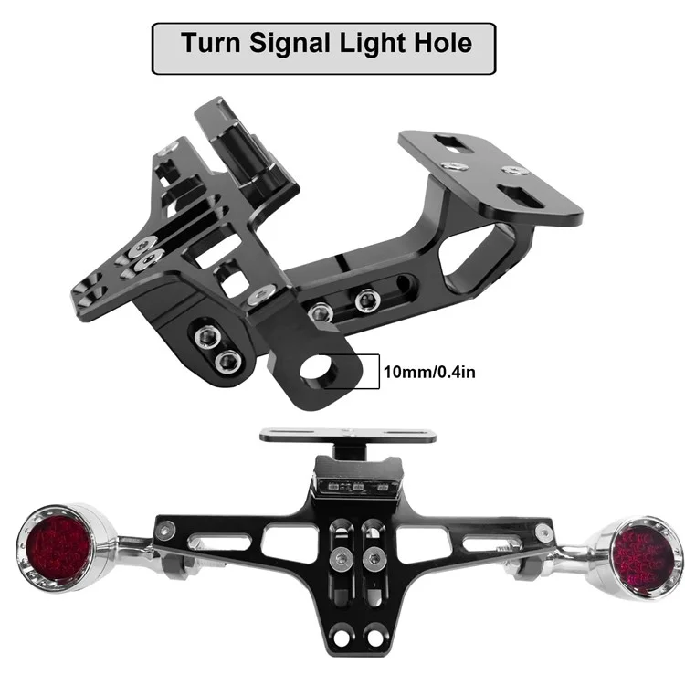 CNC-Aluminium-Legierung Verstellbare Motorrad-Kennzeichenhalterung mit LED-Rückleuchten-Kit